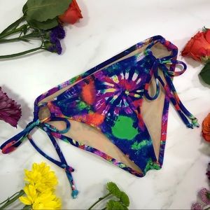 Neon tie dye bikini bottom